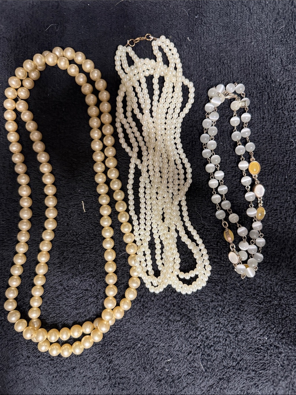 Faux Pearl Necklaces Set in Cream and White